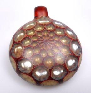 Arizona Trade Bead - Hollow blown disk pendant with bail. 